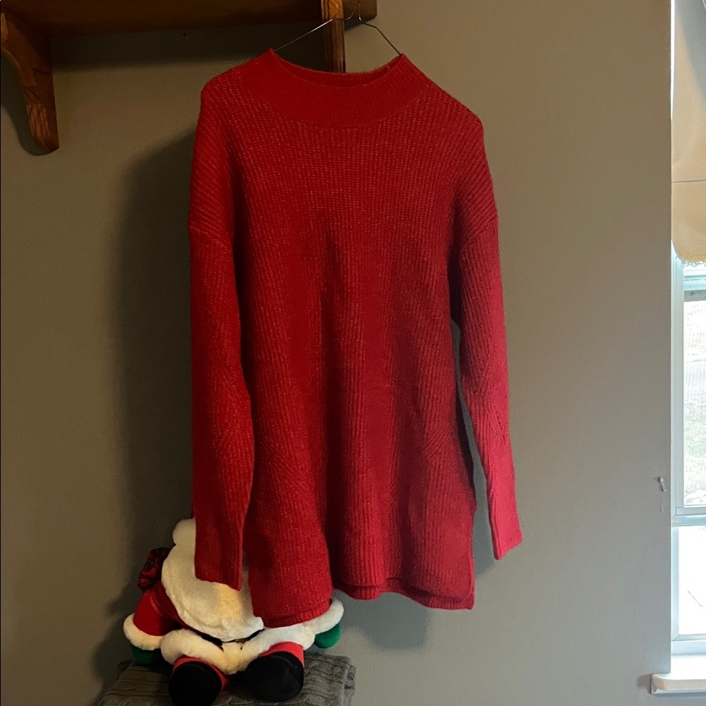 Old Navy Women's Red  mock Turtleneck tunic Sweater LP